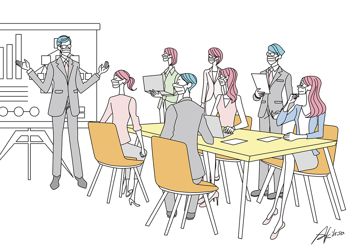 ミーティング 会議 プレゼンテーションのイラスト イラストレーターakihisasawadaイラスト デザイン室