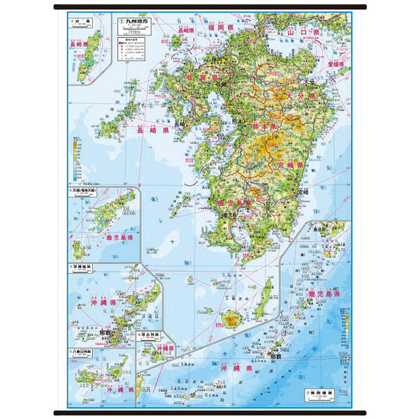 ｕｃｈｉｄａｓウチダス地図掛図 M日本地方別地図 九州地方 学習支援用品