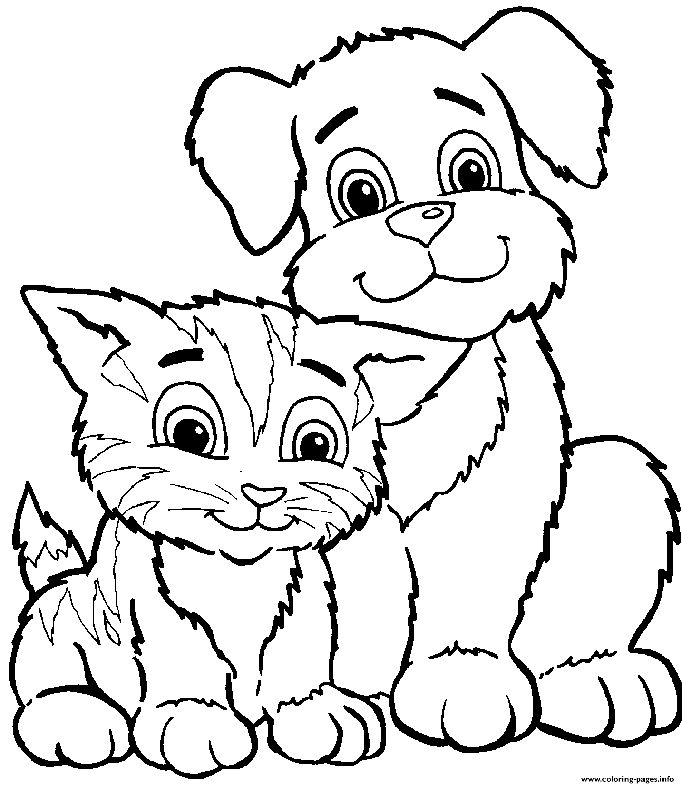 Cute Cat And Dog Sd7c2 coloring pages Print Download