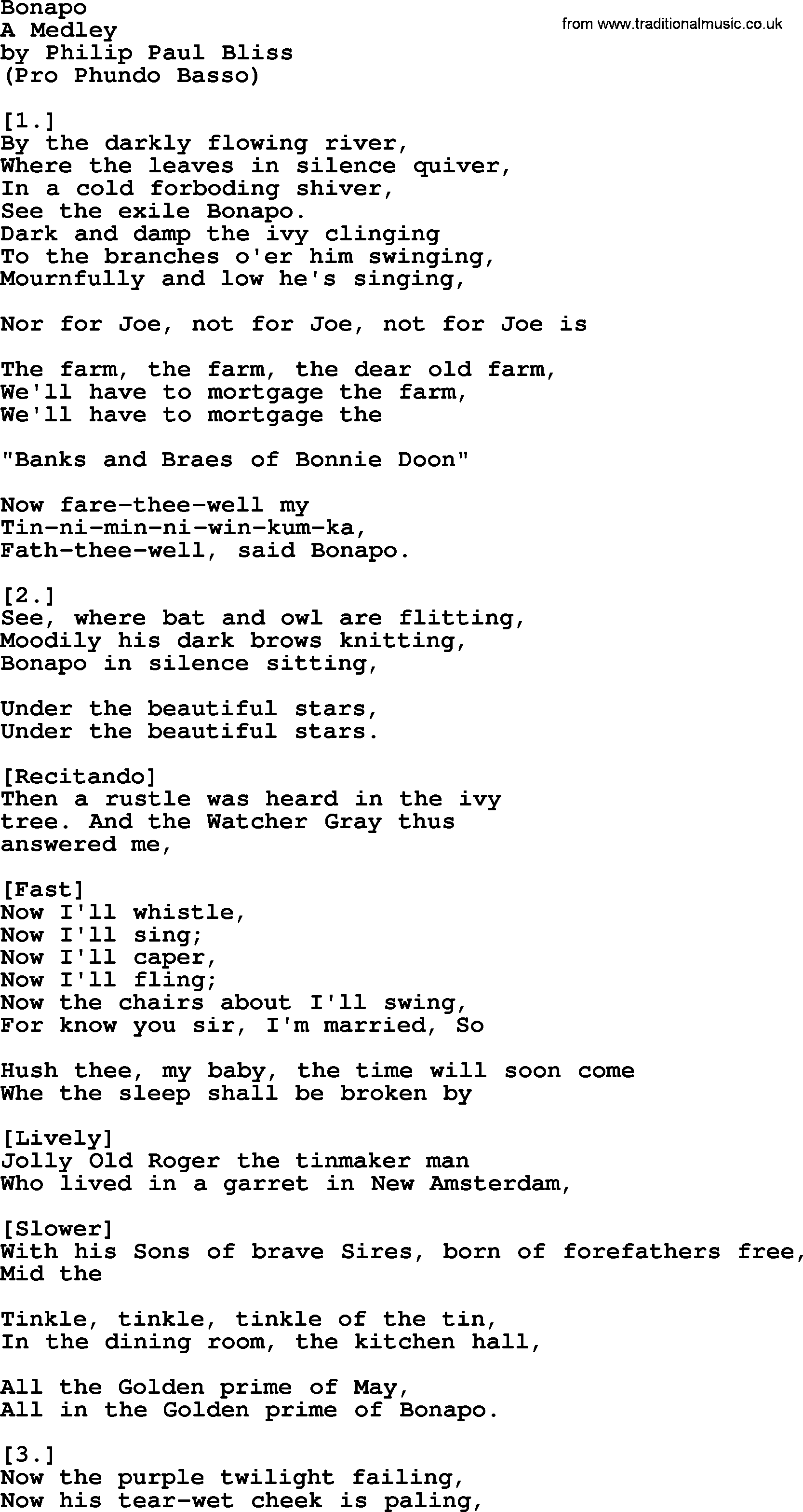 Bonapo By Philip Bliss Christian Hymn Or Song Lyrics