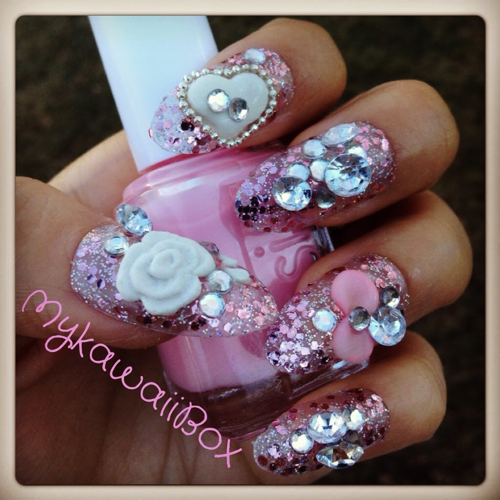  handmade japanese 3d design nails long size nails acrylic 3d designs