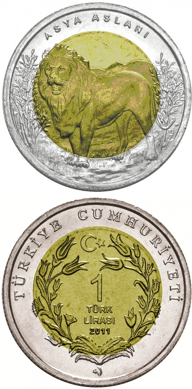 COIN DATABASE 1 Lira Asiatic Lion - 2011 - Turkey