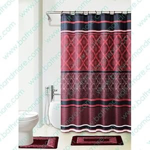 Amazon.com - Burgundy/black/red 4-piece Bathroom Set: 2-rugs/mats ...