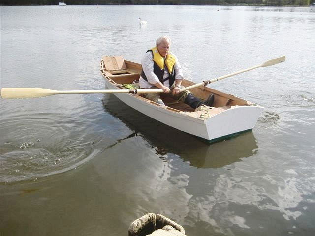 Norman Fuller launches his Ella plywood skiff built to 