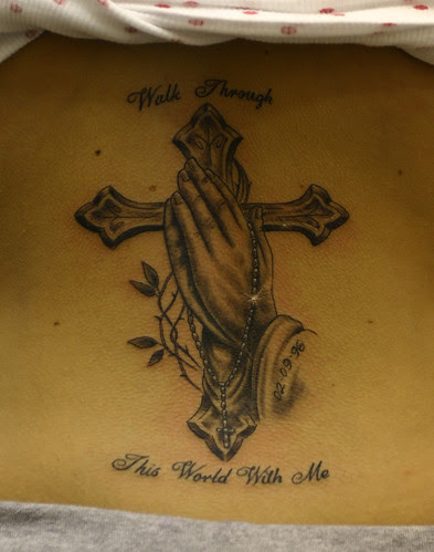 Cross Tattoos With Praying Hands