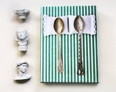 Christmas Gift Spooning No6: Gallery Wrap Canvas Print Fine Art Photography wedding Bedroom wall, Green White Stripes - petekdesign