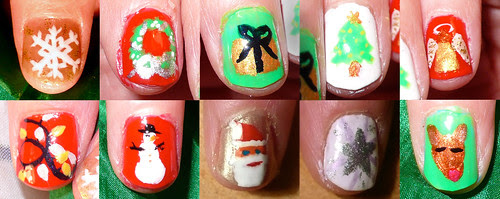 Colourful christmas nails designs 