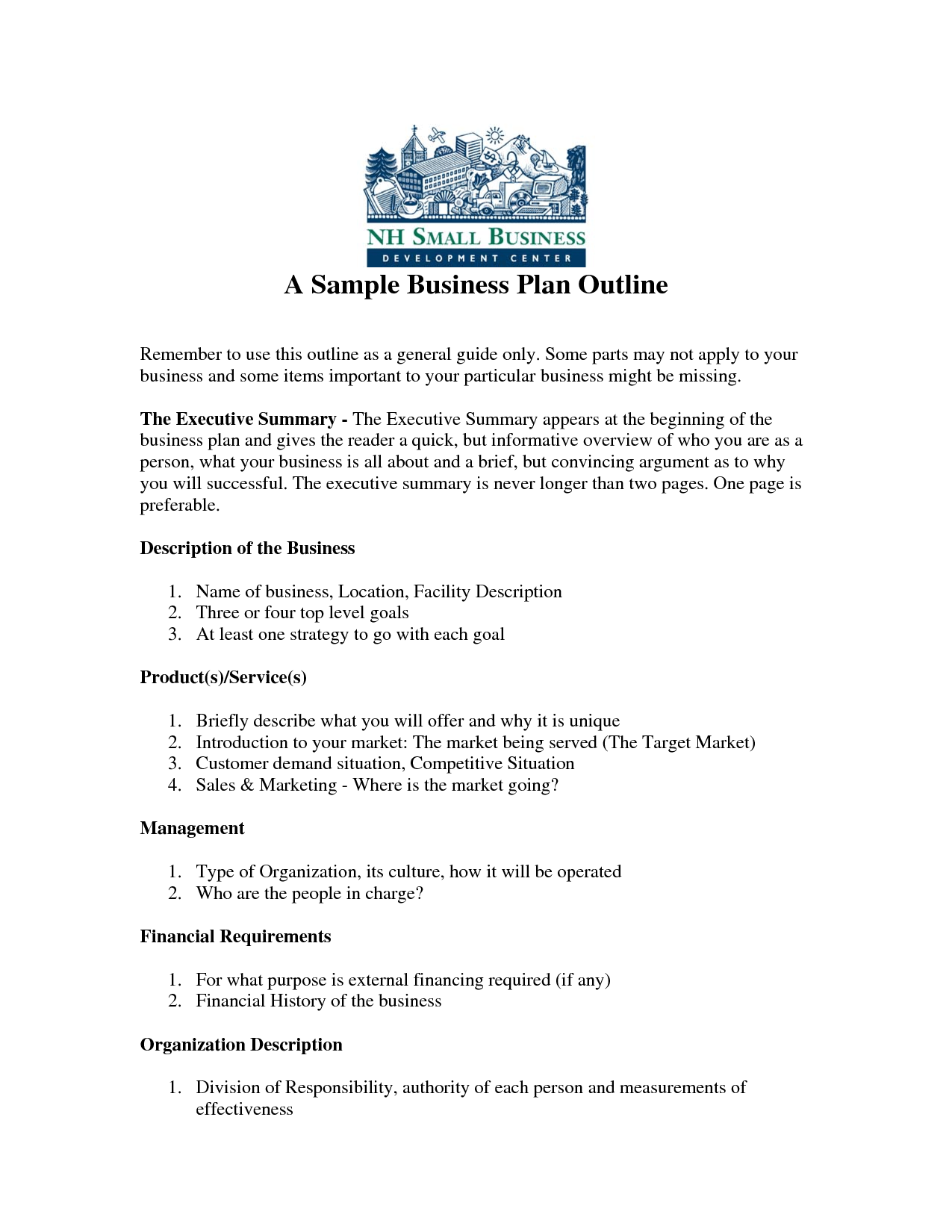 Example format business plan
