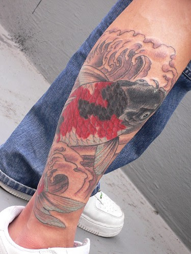 Koi leg tattoo design by Gotch Harizanmai-good leg tattoo design-1