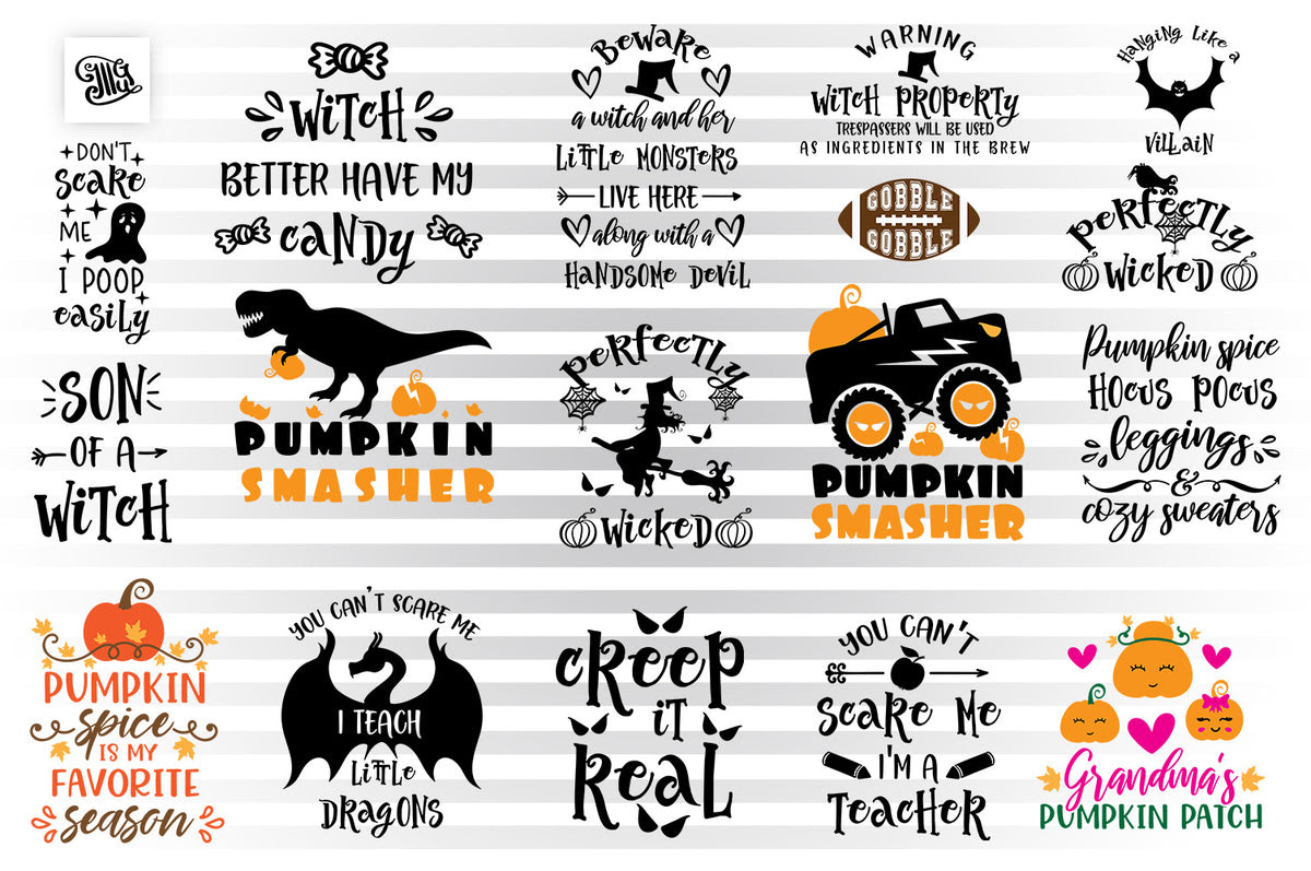 Download Fall SVG Bundle, Funny Halloween Clipart Bundle, Pumpkin ...