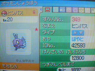 プラチナのヒンバス にんじんまるのあしあと