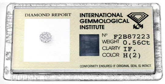 Originalfoto DIAMANT BRILLIANT IGI LUPENREIN WESSELTON