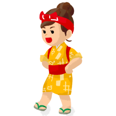 エイサー太鼓打ち 赤サージ の無料素材 イラスト沖縄 おきなわ