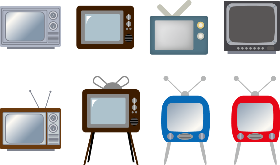 フリーイラスト 8種類のブラウン管テレビのセットでアハ体験 Gahag 著作権フリー写真 イラスト素材集