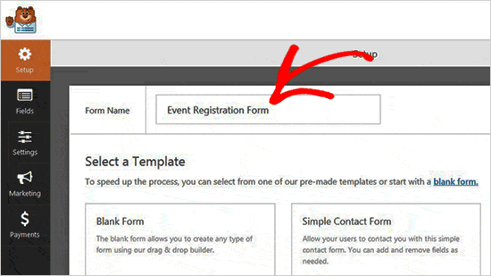 New Event Registration Form