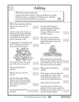 2nd grade, 3rd grade Math Worksheets: Addition word ...