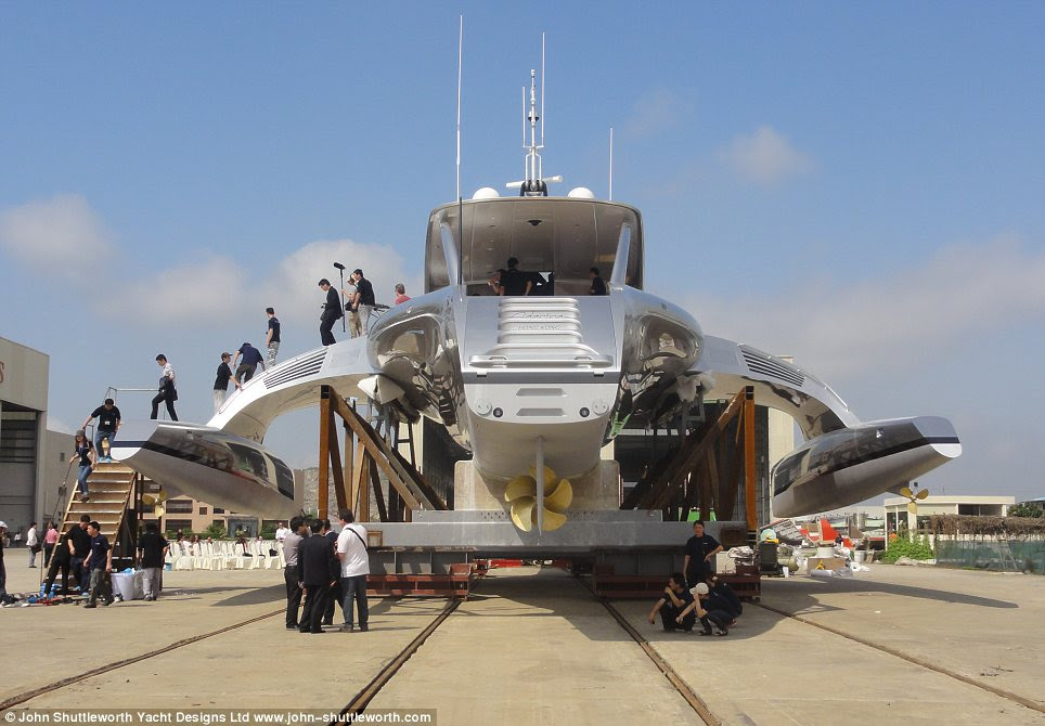 Back end: The hull of the Adastra is built from glass and Kevlar and can house nine guests and six crewmen