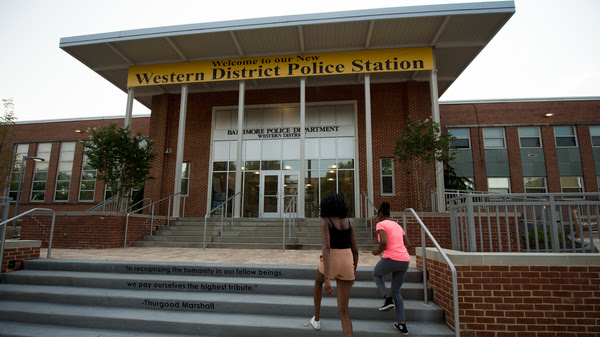 The Western District police station in Baltimore, Md., seen in July, was the backdrop to violent clashes between police and rioters in 2015, following the death of Freddie Gray.