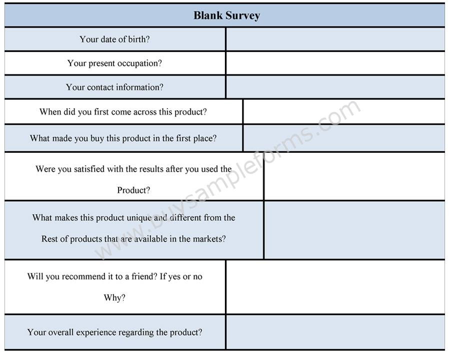 ... Survey Form | Blank Survey Template &amp; Sample | Buy Sample Forms Online