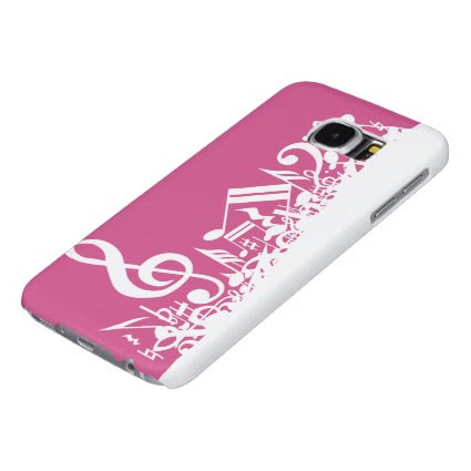 Jumbled Musical Notes Hot Pink and White Samsung Galaxy S6 Cases