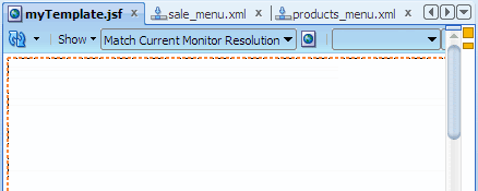 Visual editor of myTemplate.jsf in focus