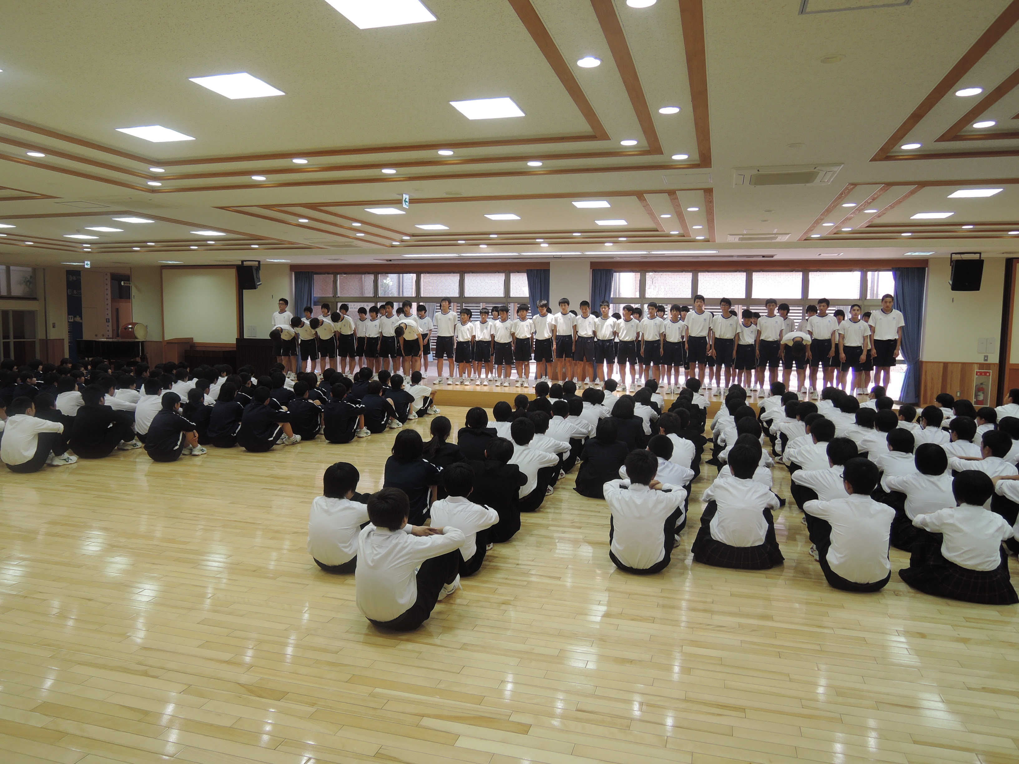 陸上競技会壮行会 麻生中学校
