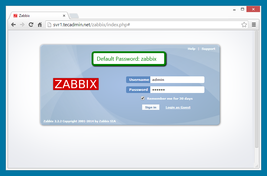 Zabbix installation step 7