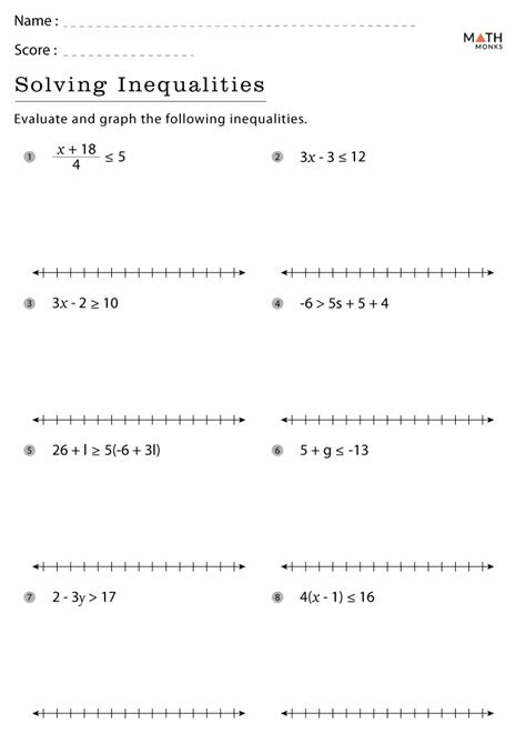  inequalities worksheets with answer key