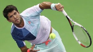 Verdasco, durante su encuentro de octavos ante Goffin, al que superó en dos mangas