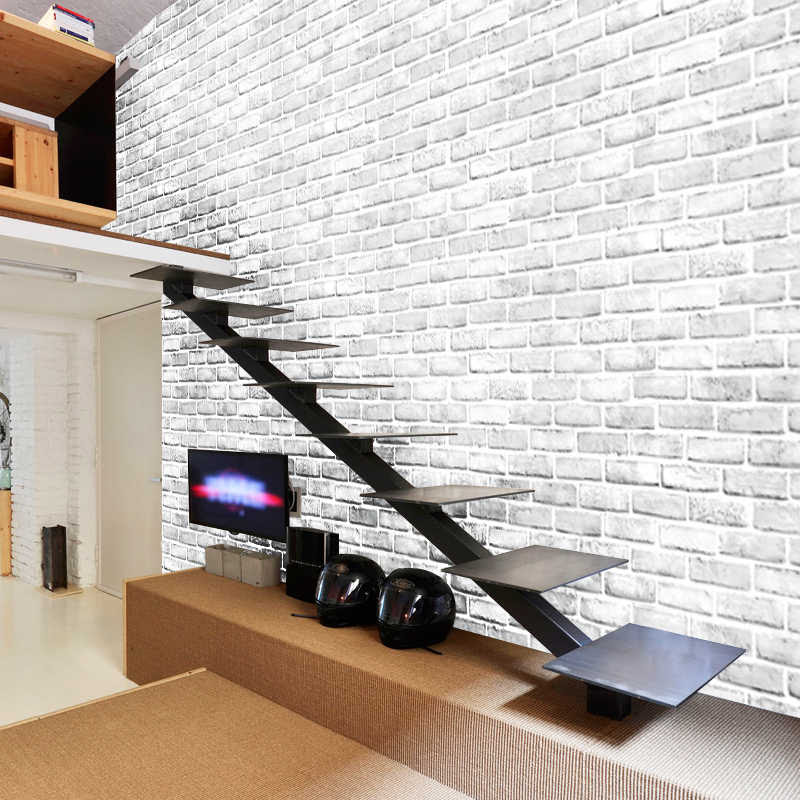 塩ビ壁紙現代の 3d ステレオ白レンガの壁紙リビングルームダイニング