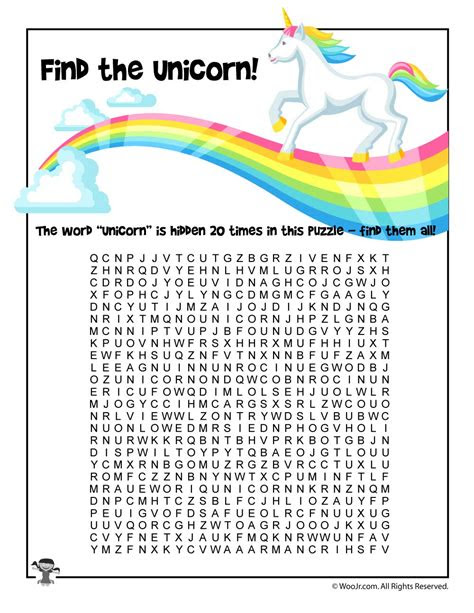  unicorn word search woo jr kids activities childrens publishing