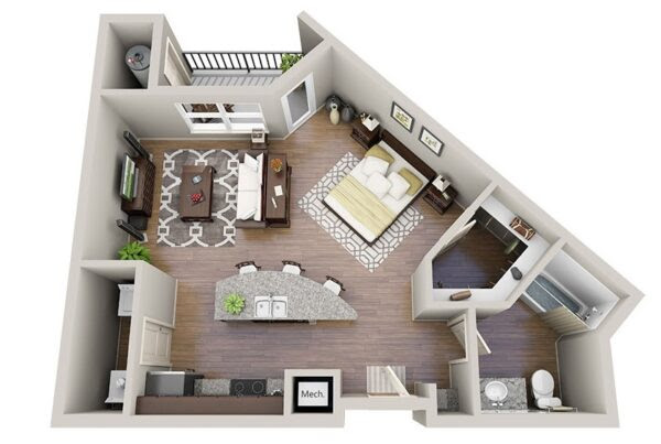 Studio Apartment Floor Plans