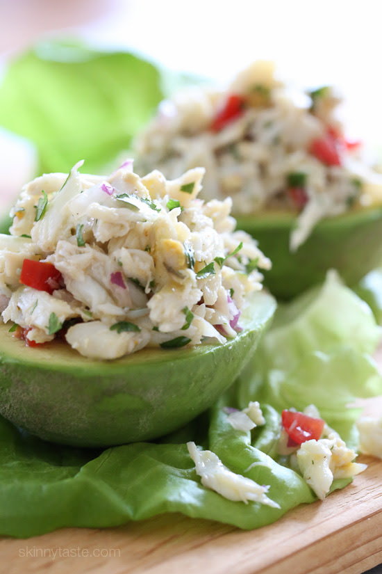 Avocado and Lump Crab Salad – avocado stuffed with a light, lump crab meat – the perfect summer low-carb salad! #glutenfree #whole30 #paleo #lowcarb