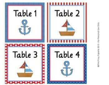 nautical classroom decor table numbers  pink posy