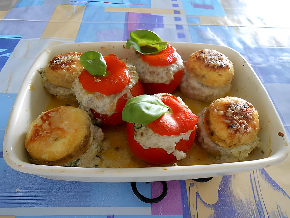 Recette de CHAMPIGNONS ET TOMATES FARCIES (recette ...