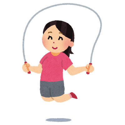 無料素材 縄跳びをする女性の可愛いイラスト 運動やトレーニングのデザインに