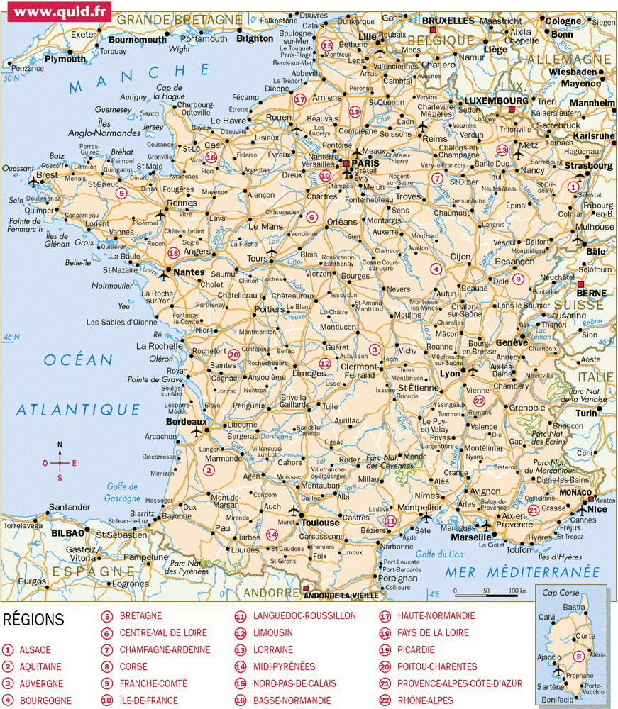 carte des villes de France - Intellego.fr