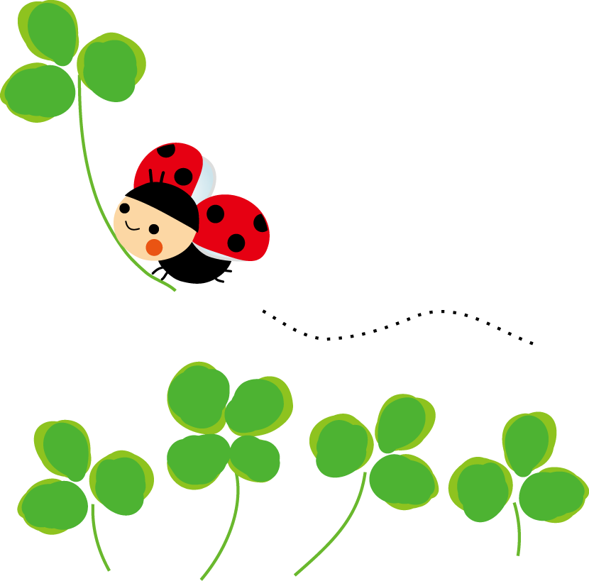 てんとう虫とクローバーのイラスト 無料イラスト フリー素材