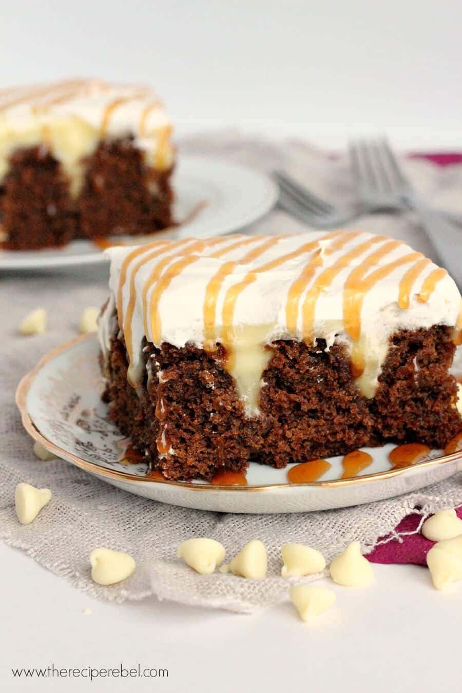 White Chocolate Gingerbread Poke Cake - Julie's Eats & Treats