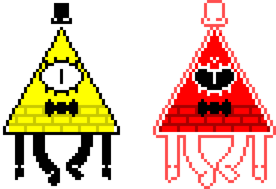 Gravity Falls - Bill Cipher (Normal & Mad) - By BQMBXFTPNF | Pixel Art