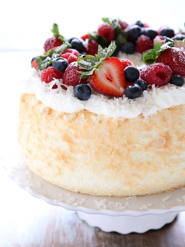 Coconut Angel Food Cake with Berries - Completely Delicious