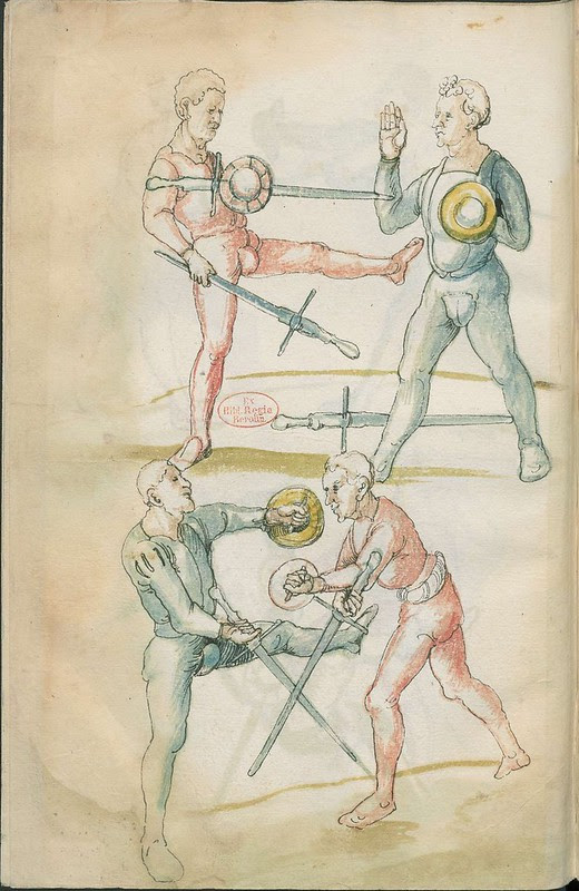16th century sword fight manuscript drawing - Combat training 2