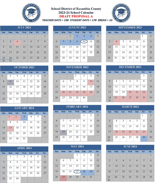 Escambia County School District Calendar