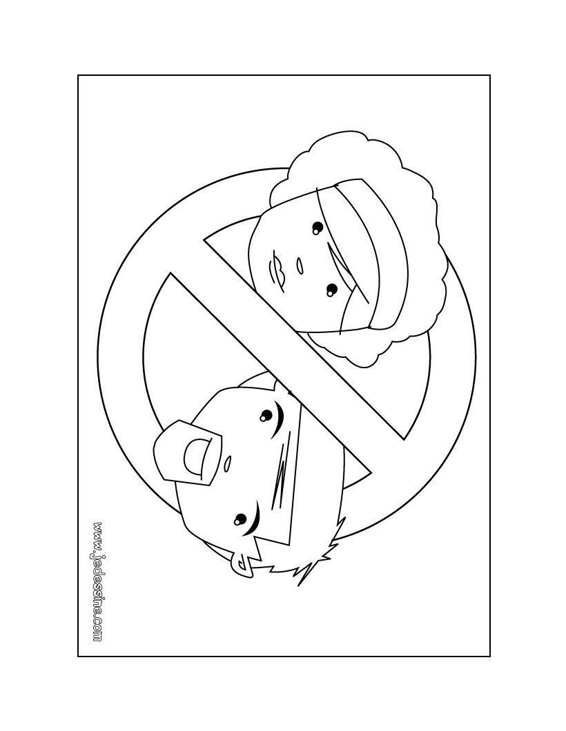 Coloriage de pancarte Entrée interdite aux parents