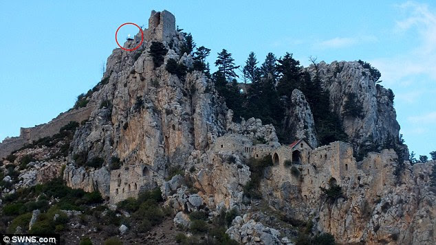 Strange: White figure appears on viewing platform near castle where people were thrown to their deaths