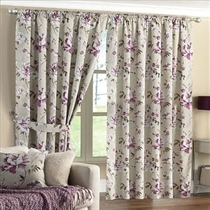 cheapest Aurora Cottage Chic Aubergine Rose Readymade Curtains 66