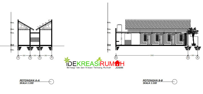 Desain Gambar Kerja Kos-Kosan Satu Lantai Ekonomis  Ide 