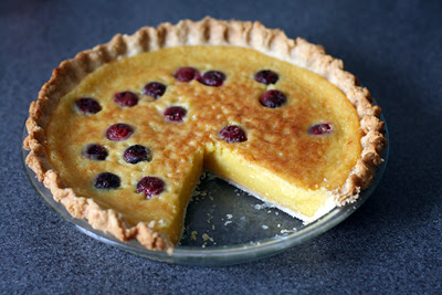 Lemon Chess Pie with Sour Cherries