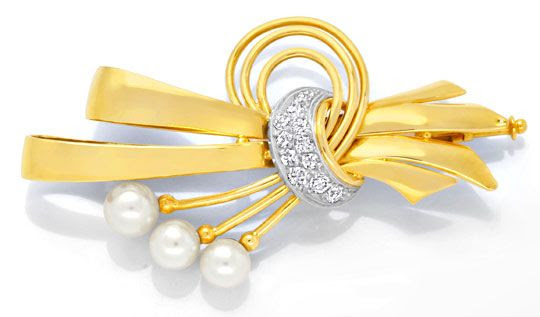 Originalfoto BRILLANT-PERLEN-BROSCHE, 18K GELBGOLD HANDARBEIT 2.200€
