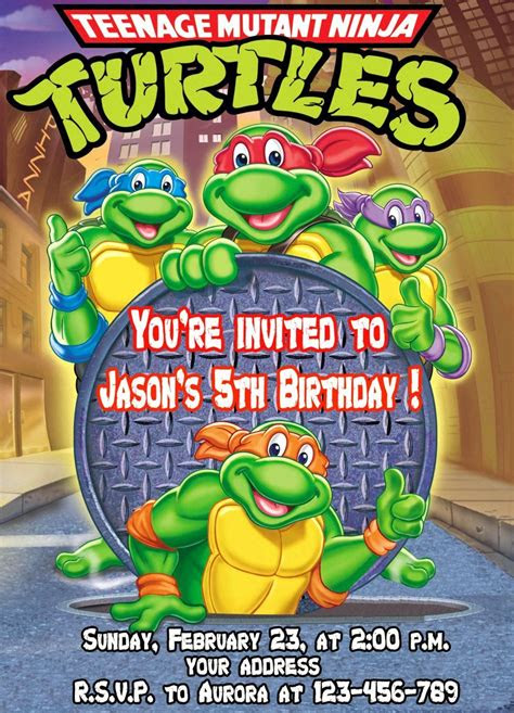  ninja turtles birthday invitation beautiful teenage mutant ninja